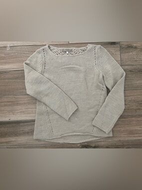 BIANCA B. Tan Scoop Neck Knit Sweater.
